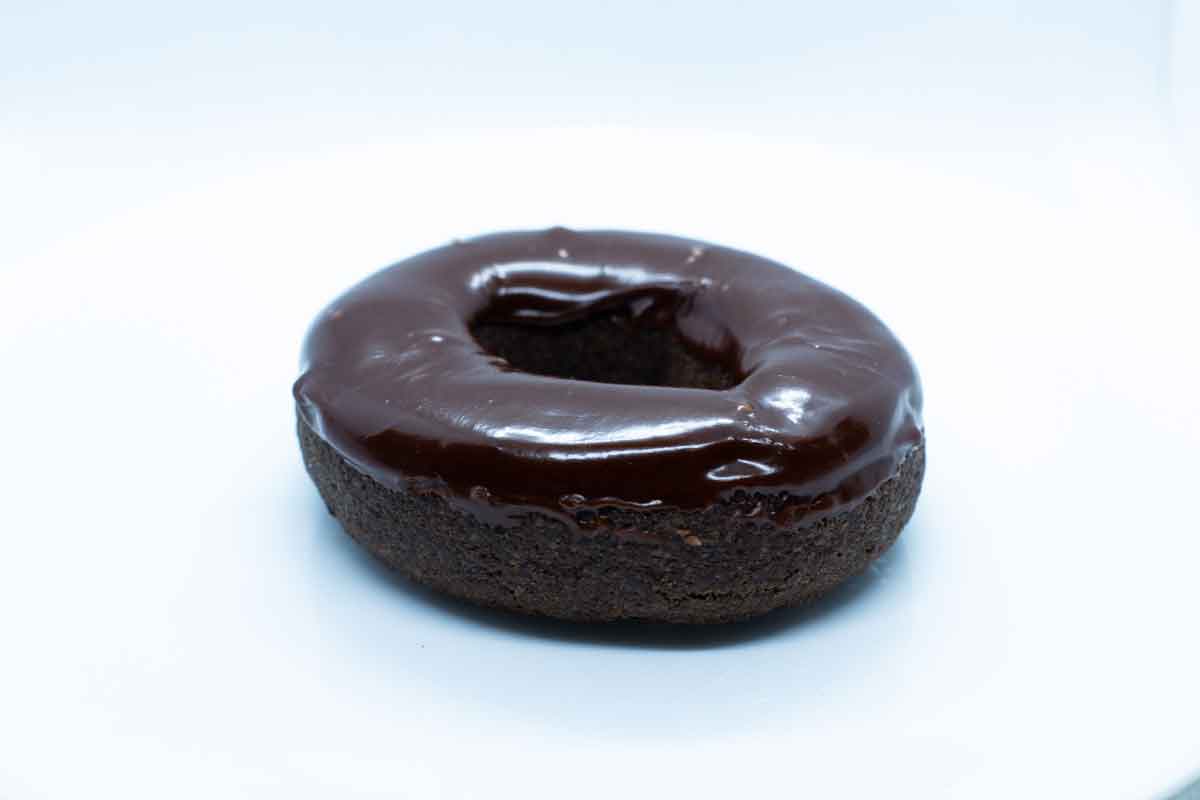 A photograph of a Double Chocolate Doughnut