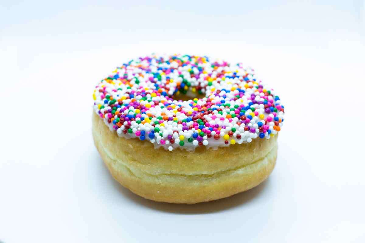 A photograph of a Vanilla Dipped Doughnut